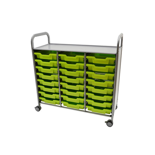 Sset0344 Gratnells Callero Plus Treble Cart In Silver With 24 Shallow Trays For Educational Storage Use Designed With Ample Storage With Large Castors And Brakes For Stability - Dimensions: 40.2 × 16.9 × 41.5 In