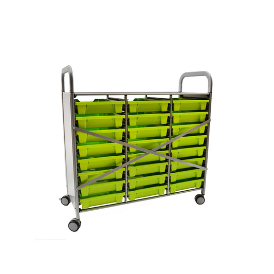 Sset0344 Gratnells Callero Plus Treble Cart In Silver With 24 Shallow Trays For Educational Storage Use Designed With Ample Storage With Large Castors And Brakes For Stability - Dimensions: 40.2 × 16.9 × 41.5 In