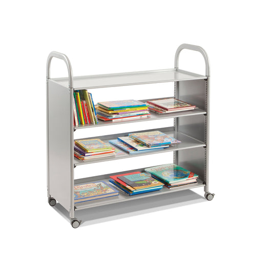 Sset0644 Gratnells Callero Plus Flat Shelf Cart In Silver For Educational, Library And Art Materials Storage Use Supplied With Both Feet And Castors With Brakes - Dimensions: 27.2 × 16.9 × 41.5 In