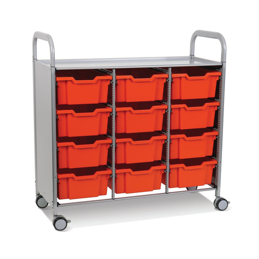 Sset0744 Gratnells Callero Plus Treble Cart In Silver With 12 Deep Trays For Educational Storage Use Designed With Ample Storage With Large Castors And Brakes For Stability - Dimensions: 40.2 × 16.9 × 41.5 In