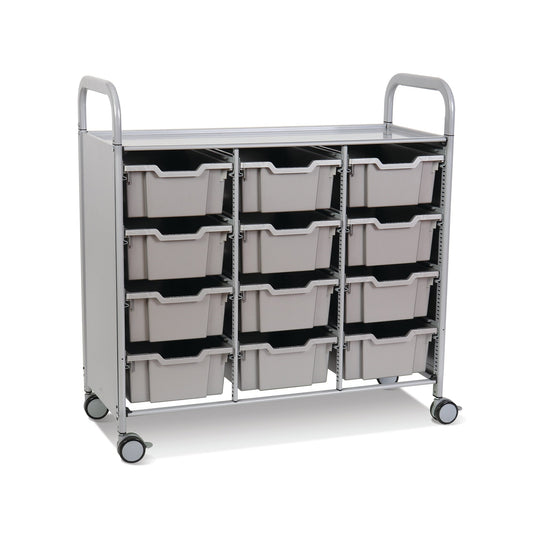 Sset0744 Gratnells Callero Plus Treble Cart In Silver With 12 Deep Trays For Educational Storage Use Designed With Ample Storage With Large Castors And Brakes For Stability - Dimensions: 40.2 × 16.9 × 41.5 In