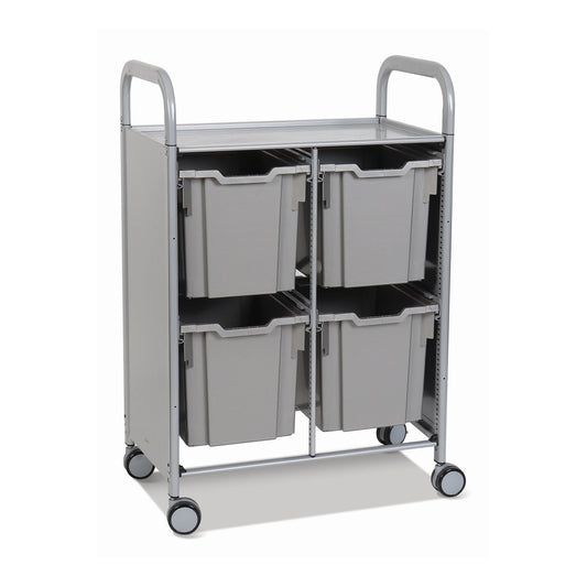 Sset1744 Gratnells Callero Plus Double Cart In Silver With Four Jumbo Trays For Educational Storage Use Designed With Ample Storage With Large Castors And Brakes For Stability - Dimensions: 27.2 × 16.9 × 41.5 In