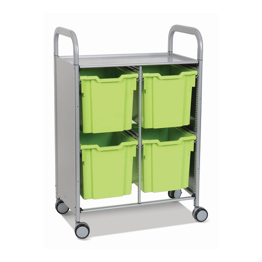 Sset1744 Gratnells Callero Plus Double Cart In Silver With Four Jumbo Trays For Educational Storage Use Designed With Ample Storage With Large Castors And Brakes For Stability - Dimensions: 27.2 × 16.9 × 41.5 In