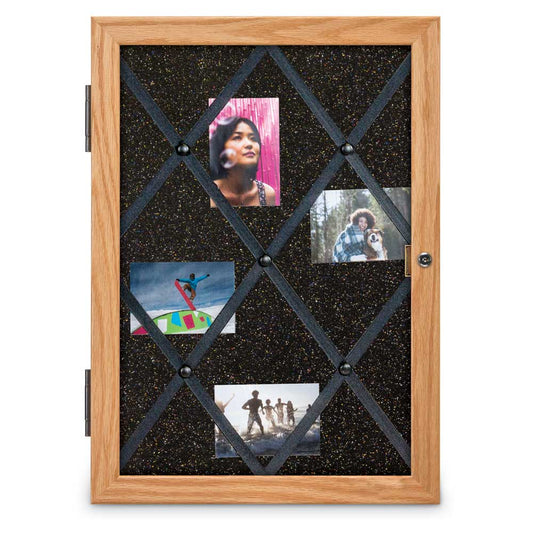 UV100WRB UVP Inc. Recycled Rubber Bulletin Board Wood Frame Traditional Enclosed Confetti