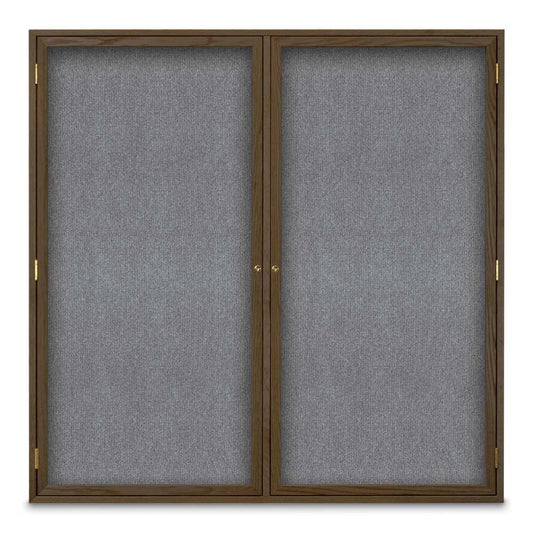 UV1035WV Uvp Inc. Fabric Bulletin Board Velcro Receptive Surface Enclosed Board, Wall Frame Mounted W/ Lockable Door, Gray