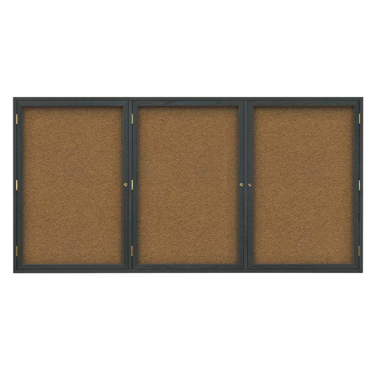 UV105W Uvp Inc. Corkboard Enclosed Standard Style Stain Finish Wood Frame, Triple Door