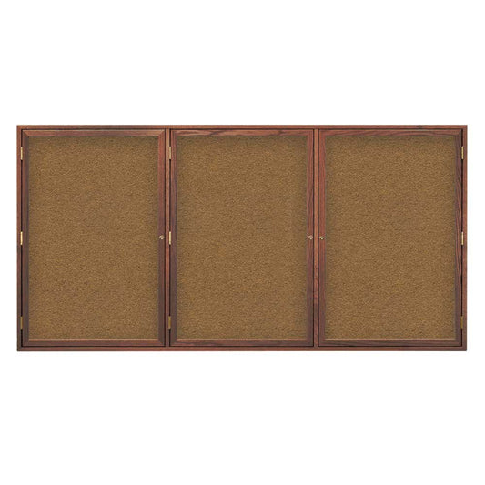 UV105W Uvp Inc. Corkboard Enclosed Standard Style Stain Finish Wood Frame, Triple Door