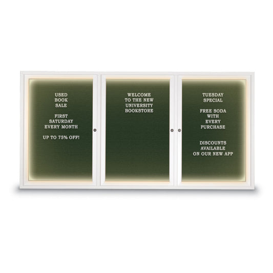 UV1171DI Uvp Inc. Letterboard Triple Door, Illuminated Outdoor Letterboard, Felt Grooved Board, Alluminum Frame