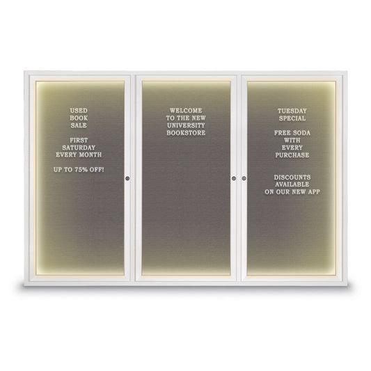 UV1172DI Uvp Inc. Letterboard Illuminated Felt Grooved, Satin Aluminum Frame, Lockable Triple Door