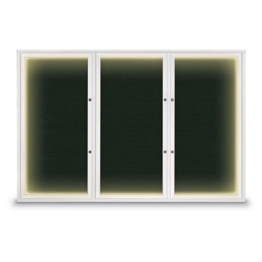 UV1172DIPLUS Uvp Inc. Letterboard Felt Grooved, Satin Aluminum Frame, Illuminated, Triple Door For Outdoor Plus