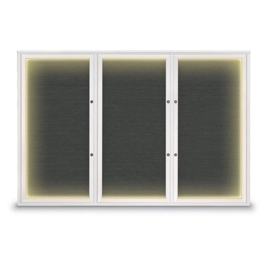 UV1172DIPLUS Uvp Inc. Letterboard Felt Grooved, Satin Aluminum Frame, Illuminated, Triple Door For Outdoor Plus