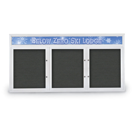 UV1178HDPLUS Uvp Inc. Letterboard Felt Grooved, Triple Door, Satin Anodized Aluminum Frame With Header