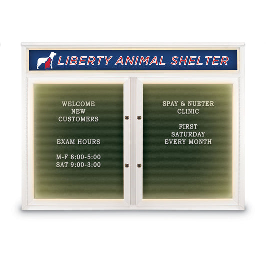 UV1182HDIPLUS UVP Inc. Enclosed Letter Boards Outdoor Plus Double Door Illuminated Traditional with Header