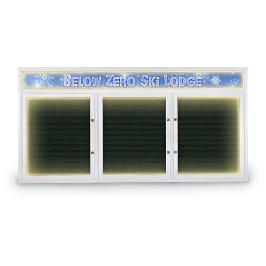 UV1184HDIPLUS Uvp Inc. Letterboard Lockable Triple Door, Aluminum Frame, Felt Surface, Illuminated With Header