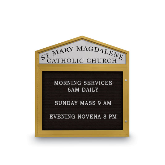 UV1299CD UVP Inc. Outdoor Enclosed Letter Boards Cathedral Design Aluminum Single Door with Header, 5 Board Colors