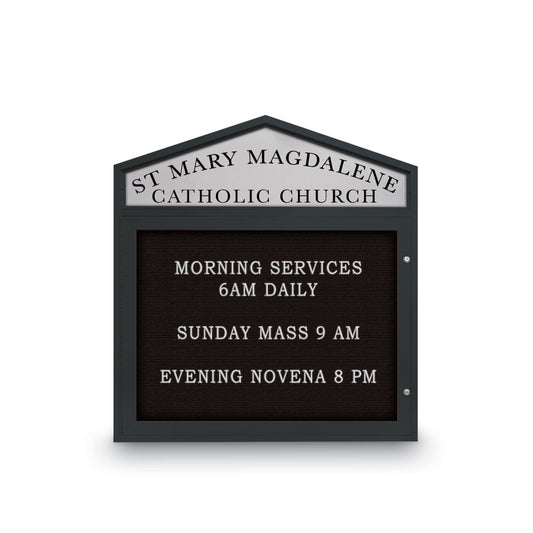 UV1299CDDS UVP Inc. Outdoor Enclosed Letter Boards Cathedral Design Single Door Double Sided with Header