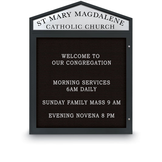 UV1301CD UVP Inc. Outdoor Enclosed Letter Boards Cathedral Design Aluminum Single Door with Header, 5 Board Colors
