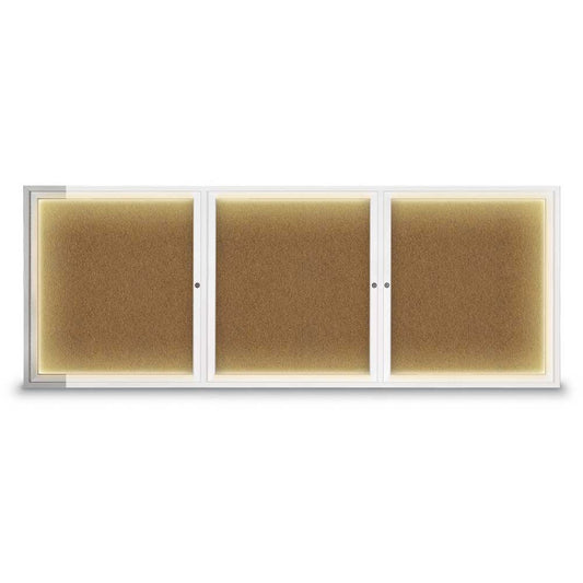 UV3065I Uvp Inc. Corkboard Enclosed Mitered Satin Aluminum Frame, Self-Sealing Surface, Triple Door, Illuminated