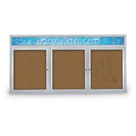 UV433H Uvp Inc. Corkboard Traditional Style Mitered Satin Aluminum Frame, Triple Door With Header