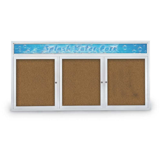 UV433H Uvp Inc. Corkboard Traditional Style Mitered Satin Aluminum Frame, Triple Door With Header