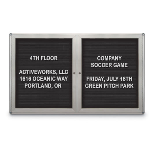UV7023RC Uvp Inc. Felt Letter Board Enclosed Sleek Radius Frame, Radius Style, Acrylic Double Doors,