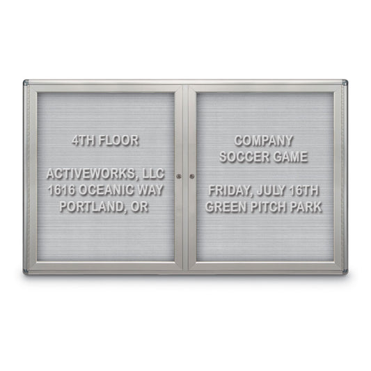 UV7023RC Uvp Inc. Felt Letter Board Enclosed Sleek Radius Frame, Radius Style, Acrylic Double Doors,