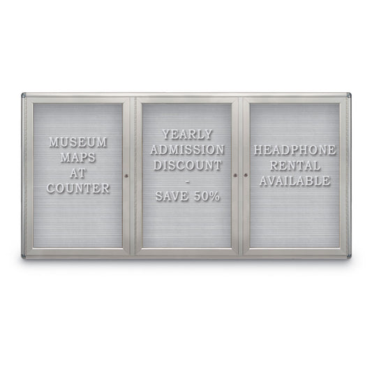 UV7024RC Uvp Inc. Letterboard Felt Or Vinyl Surface, Triple Door, Sleek Radius Frame