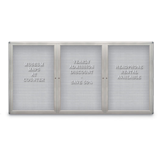 UV7024TD9648RC Uvp Inc. Letter Board Enclosed 1" Wide Sleek Radius Frame, Radius Corners, Triple Door