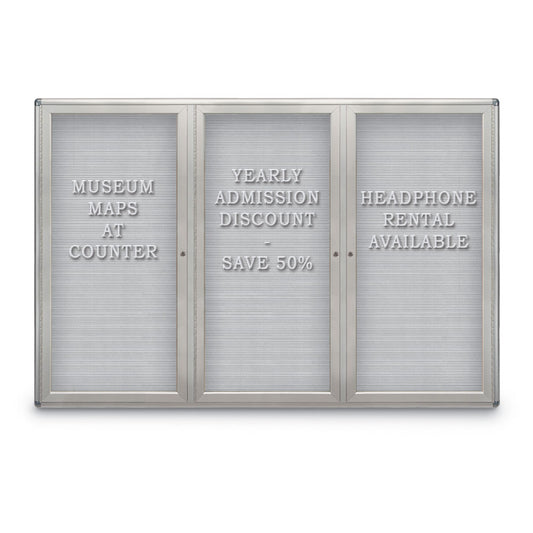 UV7025RC Uvp Inc. Letterboard Enclosed Radius Satin Aluminum Frame,Felt Or Vynil Surface, Triple Door