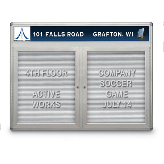 UV70265RC UVP Inc. Enclosed Letter Boards Double Door Radius Aluminum With Header, 3 Frame Colors