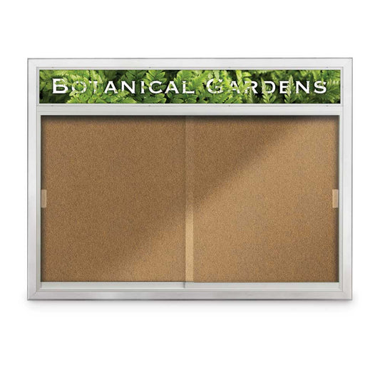 UV9001RCDH UVP Inc. Enclosed Cork Boards Recessed Mounted Sliding Glass Door Indoor Enclosed with Header, 11 Board Colors