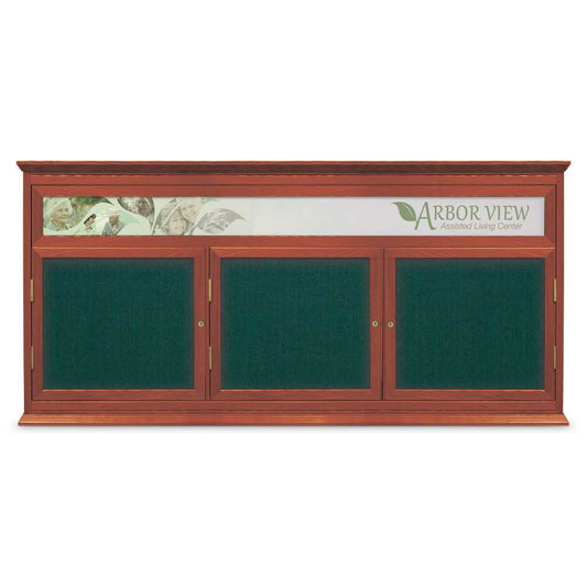 UVC105H Uvp Inc. Corkboard Enclosed Stain Finish Wood Frame, Side Hinge Door, Indoor Use With Header