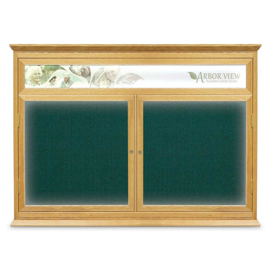 UVC111HI UVP Inc. Crown Cabinet Boards Wood Enclosed Illuminated Corkboard with Header, 19 Board Colors