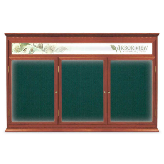 UVC114HI Uvp Inc. Corkboard Enclosed Stain Finish Wood Frame With Matching Crown And Base Trim, Illuminated With Heather