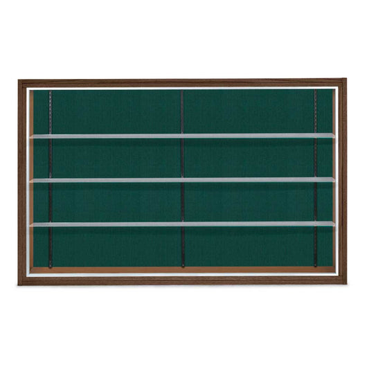 UVDC1650 Uvp Inc. Display Case Solid Oak Frames, Fabric Covered Back Panel,Tempered Glass Shelves W/ Lockable Door