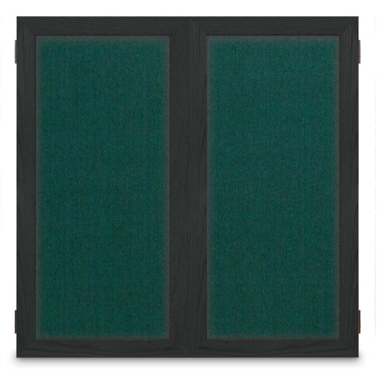 UVL102WDD UVP Inc. Enclosed Cork Boards Wood Double Door Hand Stained Cherry/Black Frames
