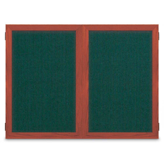 UVL103W UVP Inc. Enclosed Cork Boards Double Door Hand Stained Wood, Cherry/Black Frames
