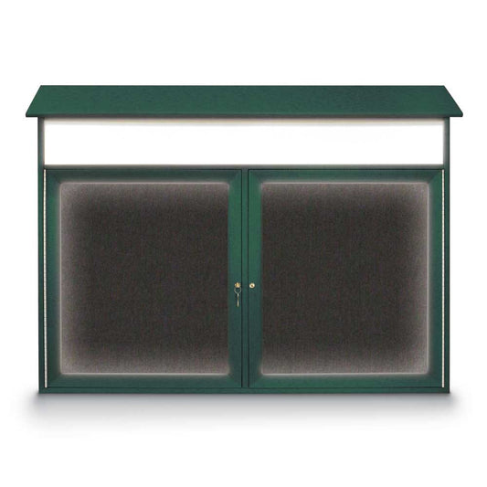 UVLDD4232HDLED UVP Inc. Frame Bulletin Board Double Door Outdoor Illuminated Recycled Enclosed With Header, 6 Frame Colors