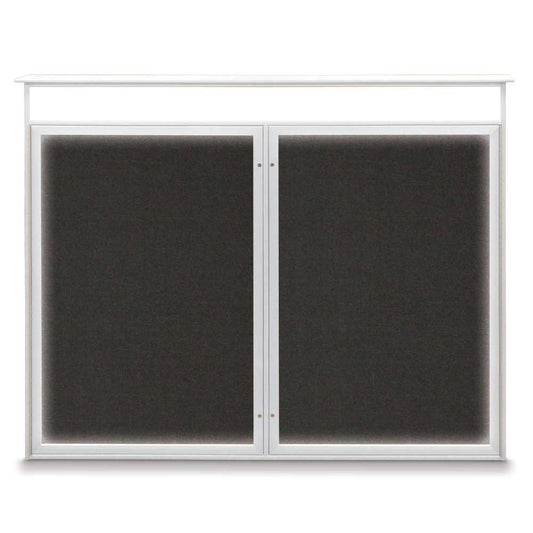 UVLDD6048HDLED Uvp Inc. Enclosed Bulletin Board Plastic Frame, Shatter-Resistant Glass Double Door, Illuminated W/ Header
