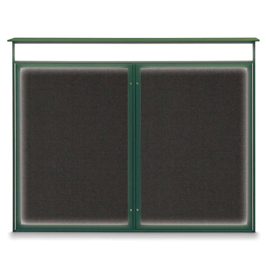 UVLDD6048HDLED Uvp Inc. Enclosed Bulletin Board Plastic Frame, Shatter-Resistant Glass Double Door, Illuminated W/ Header