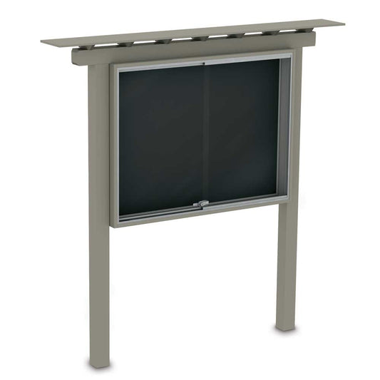 UVOCC6048 Uvp Inc. Outdoor Dry Erase Board Recycled Plastic Frame, Sliding Acrylic Doors, Burial Post W/ Pergola Style Roof