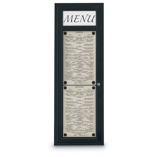UVQ1106V UVP Inc. Magnetic Menu Board Single Door Black Enclosed