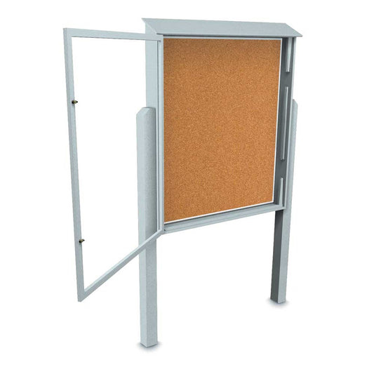 UVX6048PST Uvp Inc. Outdoor Bulletin Board Recycled Plastic Frame, 4X4 Posts, Acrylic Glass Doors, Aluminum Door