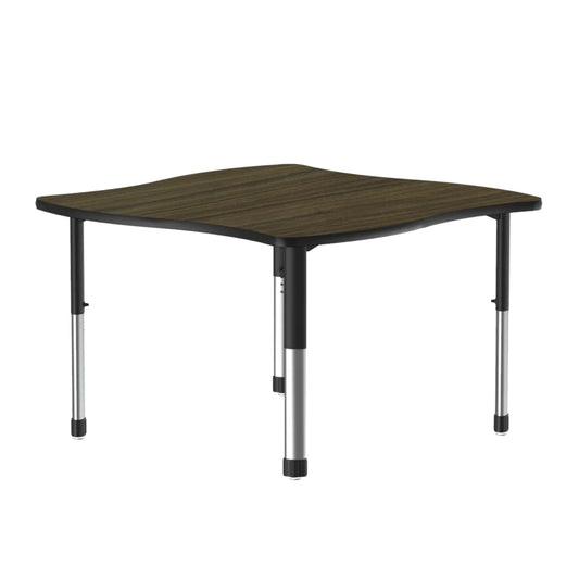 AD4242-SWV Correll Inc. Swerve Collaborative Group Learning Desk With 1 1/4” Thick High Density Particle Board, Robust Oval Leg, Scratch and Stain Resistant, Adjustable Height From 25” to 35” in 1” Increments, Cube: 9.60, High Pressure Laminate
