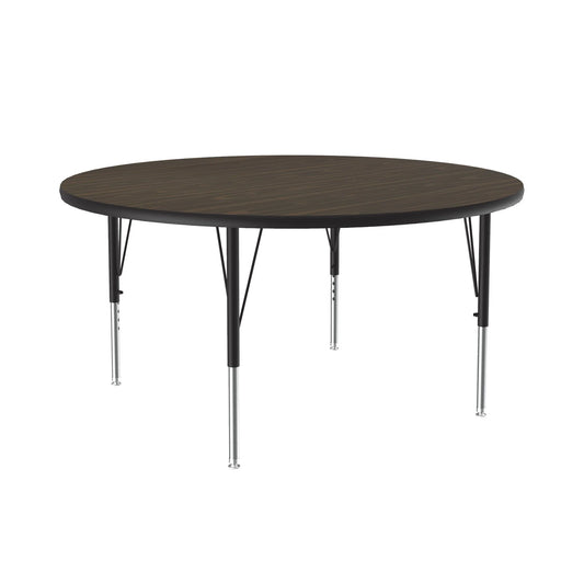 A48-RND Correll Inc. 48” School and Church Round Activity Tables With 1 1/4" Thick High Density Particle Board, Backer Sheet, Leg Mounting Brackets Adjustable to 19” to 29” in 1” Increments, Cube: 4.65, High Pressure Laminate