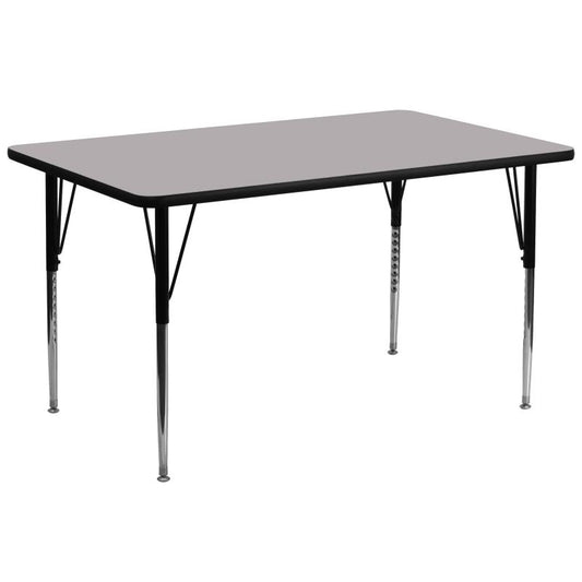XU-A3072 Flash Furniture Wren Rectangular Grey Thermal Laminate Activity Table Recommended Grade Level: 1st Grade - Adult with Standard Height Adjustable Legs 30''W x 72''L, 400 lbs, Seating Capacity: 10 Count