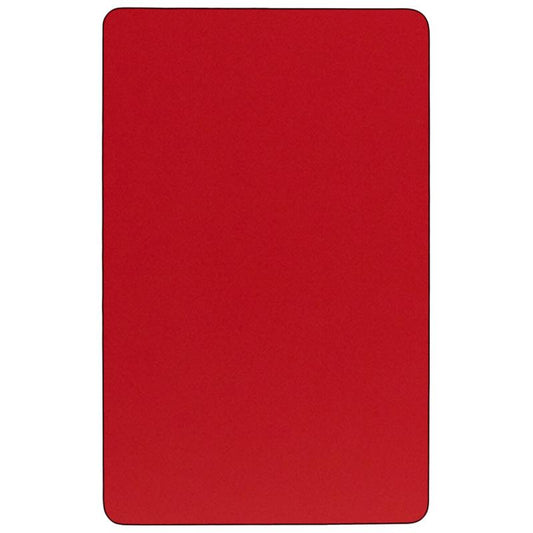XU-A3072 Flash Furniture Wren Mobile Rectangular Red HP Laminate Activity Table Recommended Grade Level: 1st Grade - Adult with Standard Height Adjustable Legs 30''W x 72''L, 400 lbs, Seating Capacity: 10 Count