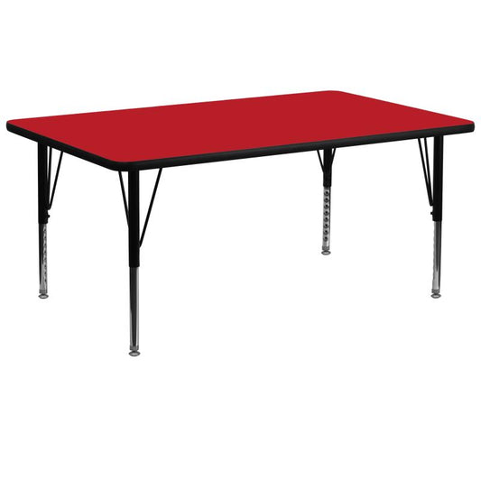 XU-A3072 Flash Furniture Wren Rectangular Red HP Laminate Activity Table Recommended Grade Level: Preschool - 2nd Grade with Height Adjustable Short Legs 30''W x 72''L, 400 lbs, Seating Capacity: 10 Countty Table - Height Adjustable Short Legs