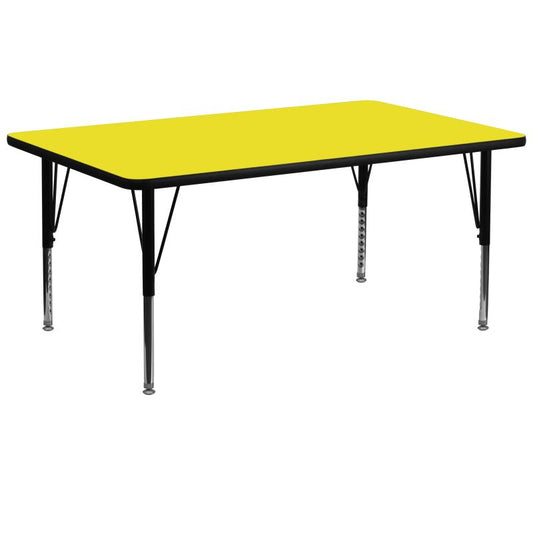 XU-A3072 Flash Furniture Wren Rectangular Yellow HP Laminate Activity Table Recommended Grade Level: Preschool - 2nd Grade with Height Adjustable Short Legs 30''W x 72''L, 400 lbs, Seating Capacity: 10 Count