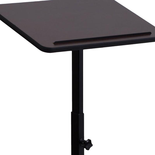 XU-LECTERN-ADJ-GG Flash Furniture Adjustable Height Metal Lectern In Mahogany Use For Schools And Funtion Halls With Raised Metal Lip,black Edge Band,black Metal Frame,adjustable Height Knob And Nylon Floor Glides/20W x18.25D x48H/ 40 lbs Weight Capacity